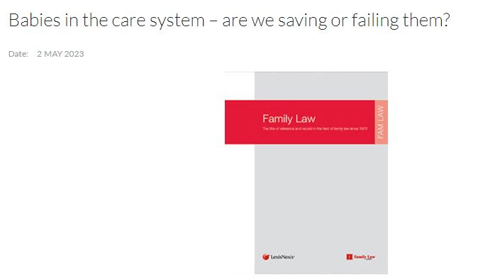Cover of Family Law Journal in which the article on Babies in the Care System features